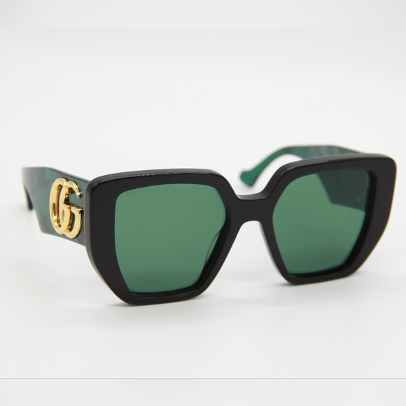 NEW GUCCI SUNGLASSES  GG0956S 001 WOMEN BLACK GREEN GUCCI EYEWEAR - Picture 5 of 13